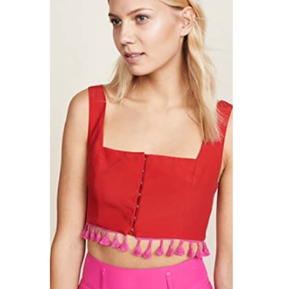 STAUD Moz Crop Top with Tassels Size Large